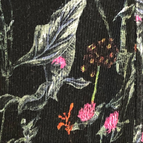 Topshop Black Floral Lace Up Fitted Mini Dress Ribbed Size 4 - Picture 5 of 10